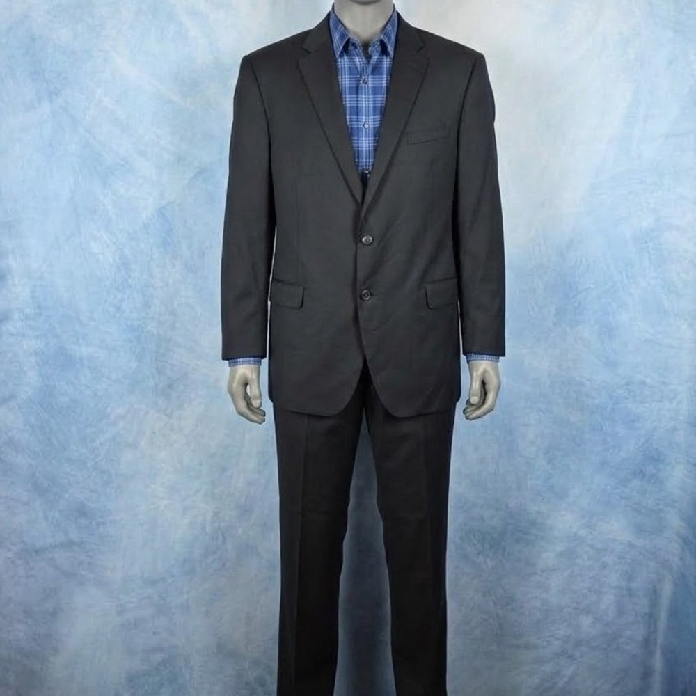 Peter Millar Mens 48T Wool Suit Jacket Blazer Charcoal Gray 2 Button Made Canada